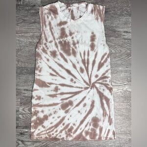 Oversized Spiral Tie-Dye Sleeveless Dress with pockets - Brown and White